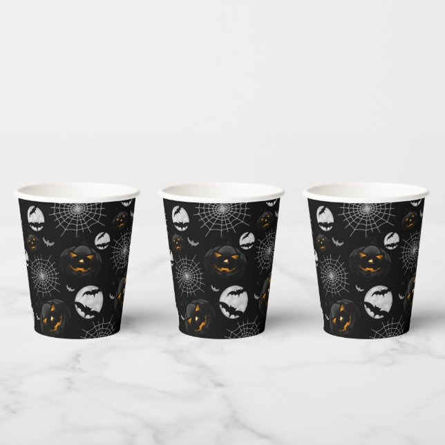 Spooky Dark Halloween Pattern Paper Cups (Multi)