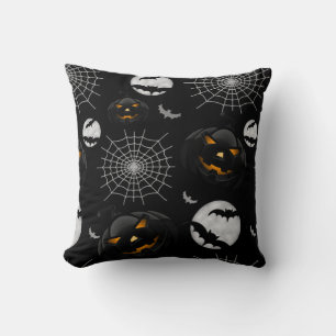 Spooky Dark Halloween Pattern Throw Pillow