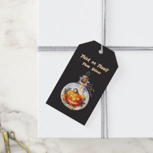 Spooky Dark Magic Jack O Lantern Pumpkin Bottle Gift Tags