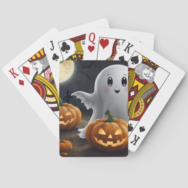 Spooky Delight: Ghostly Halloween Fun Playing Cards (Back)