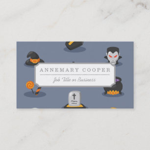 Spooky Detailed Colourful Halloween Pattern Business Card
