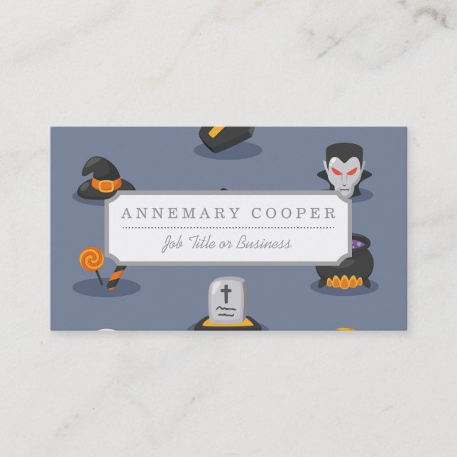 Spooky Detailed Colourful Halloween Pattern Business Card (Front)
