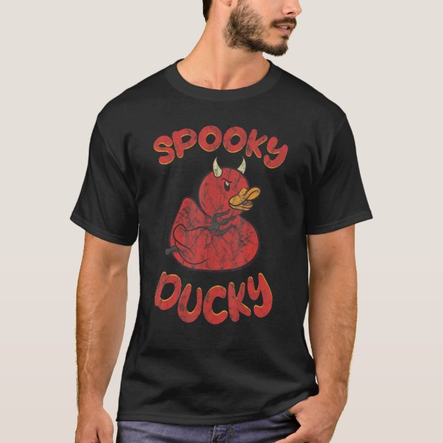 Spooky Devil Rubber Duck Halloween T-Shirt (Front)