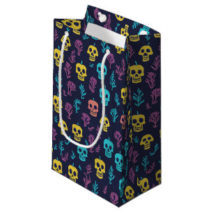 Spooky Dia De Los Muertos Colourful Skull Pattern Small Gift Bag