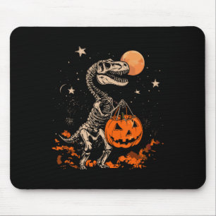 Spooky Dinosaur Skeleton Scary Pumpkin Moon Hallow Mouse Pad