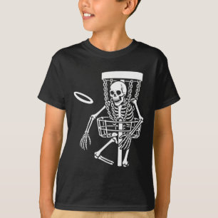 Spooky Disc Golfing Skeleton Halloween Disc Golf L T-Shirt