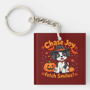 Spooky Dog Art: Fetch Halloween Joy & Smiles! Keychain