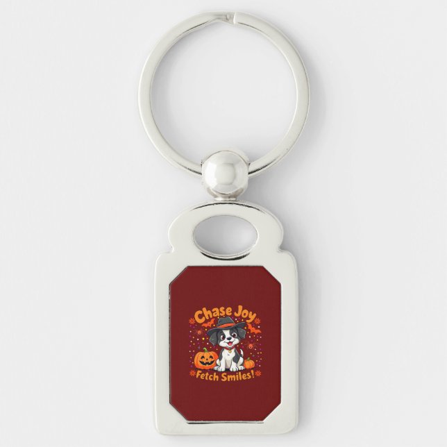 Spooky Dog Art: Fetch Halloween Joy & Smiles! Keychain (Front)