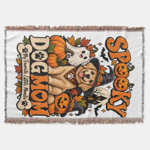 Spooky Dog Mom Halloween Cute Skeleton Dog Lover  Throw Blanket