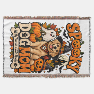 Spooky Dog Mom Halloween Cute Skeleton Dog Lover Throw Blanket