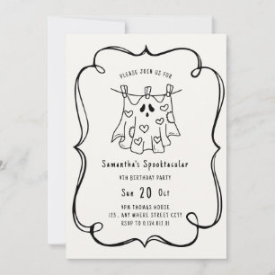 Spooky doodle ghost halloween birthday PARTY Invitation
