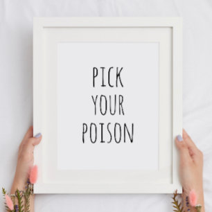 Spooky Drink Bar Halloween Black & White Poison Poster