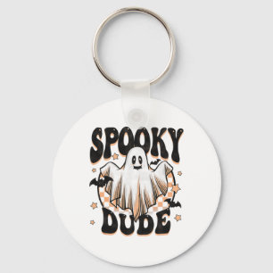 Spooky Dude Groovy Ghost Halloween Costume Kids Bo Keychain