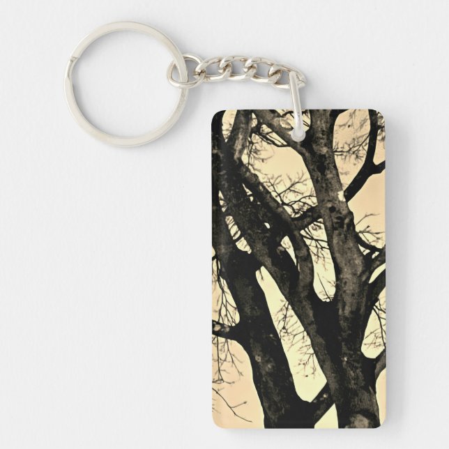 Spooky Eerie Leafless Tree Branch Acrylic Keychain (Front)