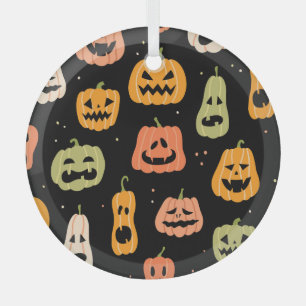 Spooky Elegance: Halloween Pumpkin Art Glass Ornament