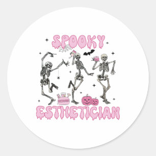 Spooky Esthetician Halloween Skeleton Skin Therapi Classic Round Sticker