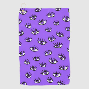 Spooky Evil Eyes Purple Halloween Golf Towel