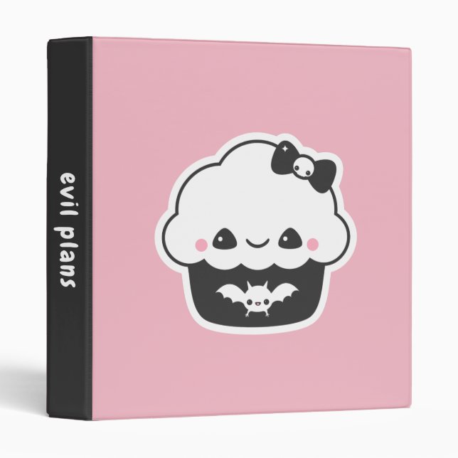 Spooky Evil Plans Cute Cupcake Binder (Front/Spine)