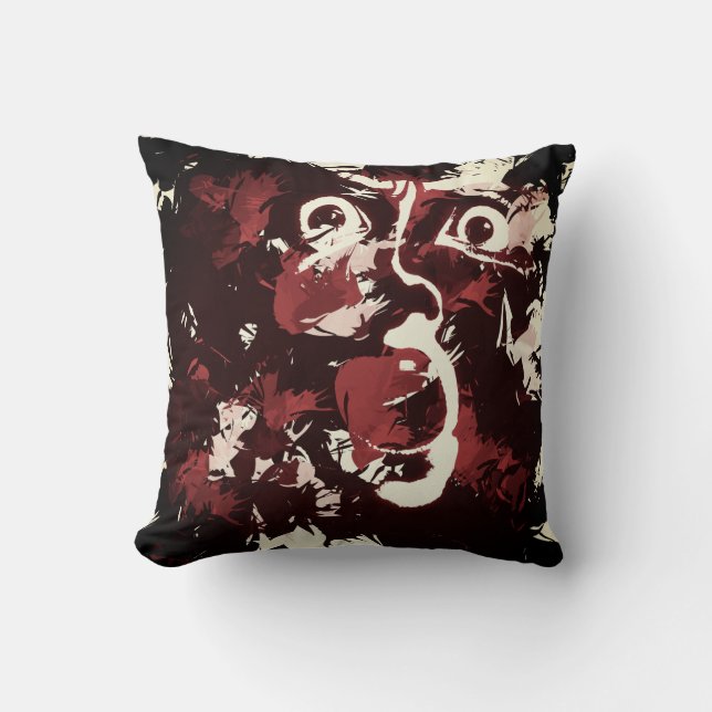 spooky face throw pillow (Front)