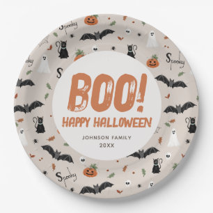 Spooky Family Halloween Fall Boo Paper Plate