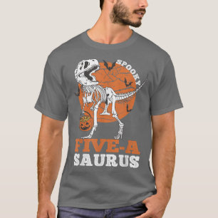 Spooky FiveA Saurus Dinosaur Skeleton T re Pumpkin T-Shirt