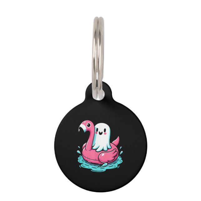 Spooky Flamingo Funny Spooky Summer Summerween Pet Tag (Front)