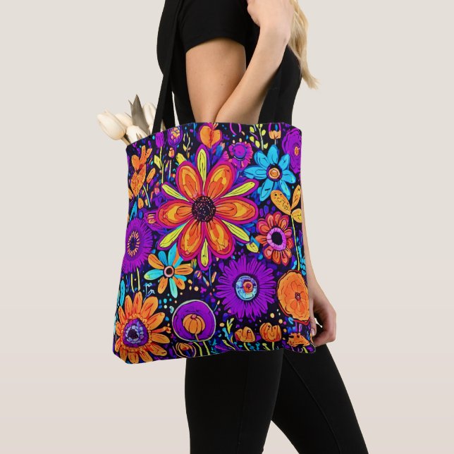 Spooky Floral Art Tote Bag (Close Up)