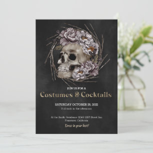 Spooky Floral Skull Halloween Party Invitation