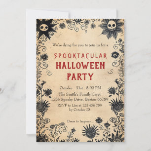 Spooky Flowers Spooky Halloween Party  Invitation