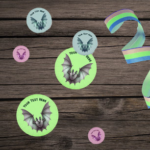 Spooky Flying Bats Greens Blues Pinks Confetti