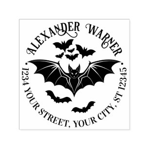 Spooky Flying Bats Name Return Address  Self-inking Stamp