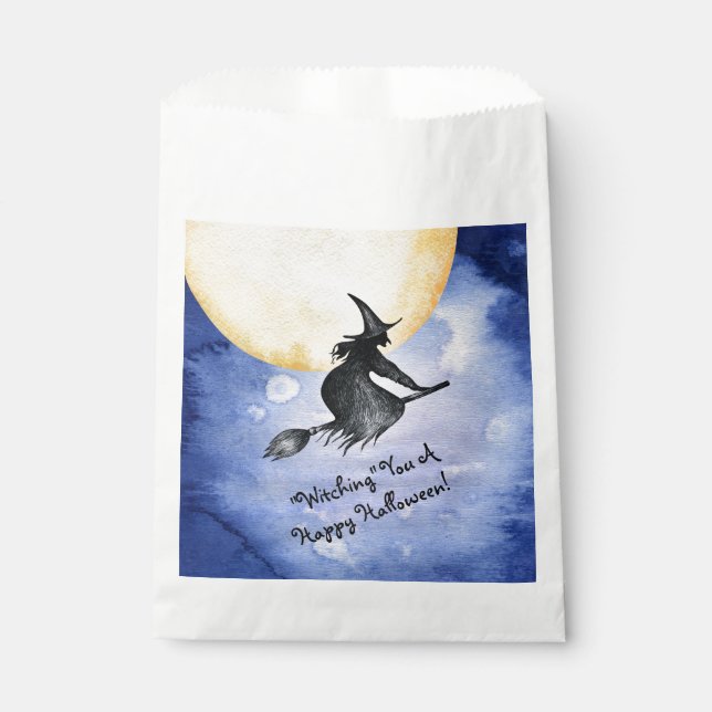 Spooky Flying Halloween Witch Favour Bag (Front)