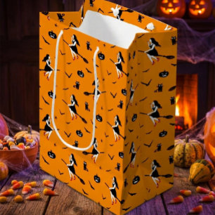 Spooky Flying Witch Halloween Greeting Medium Gift Bag
