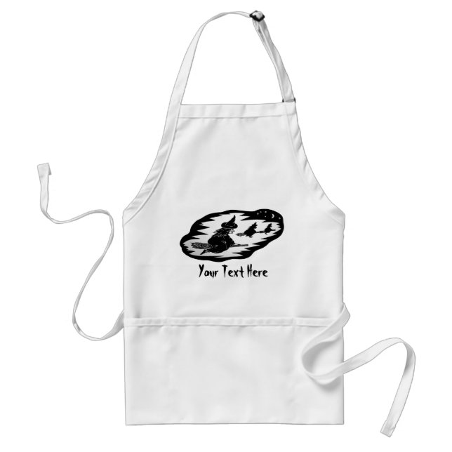spooky flying witches on broomsticks halloween standard apron (Front)