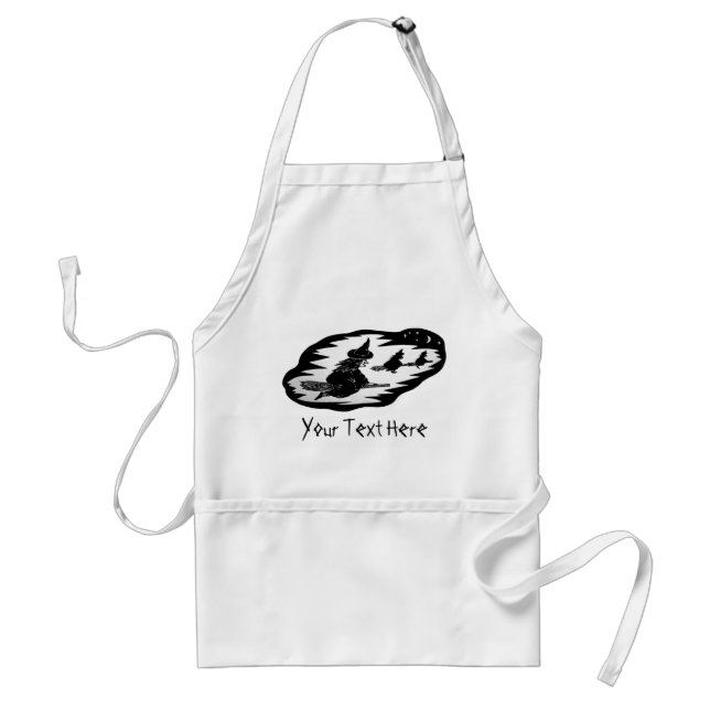 spooky flying witches on broomsticks halloween standard apron (Front)
