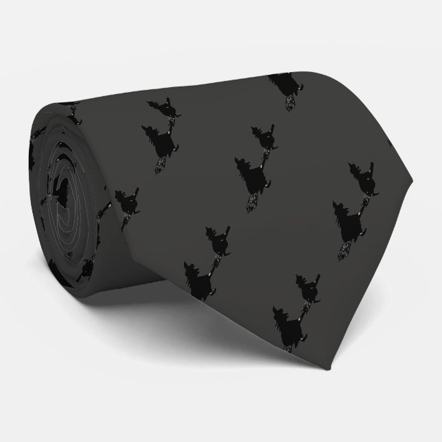 spooky flying witches on broomsticks halloween tie (Rolled)