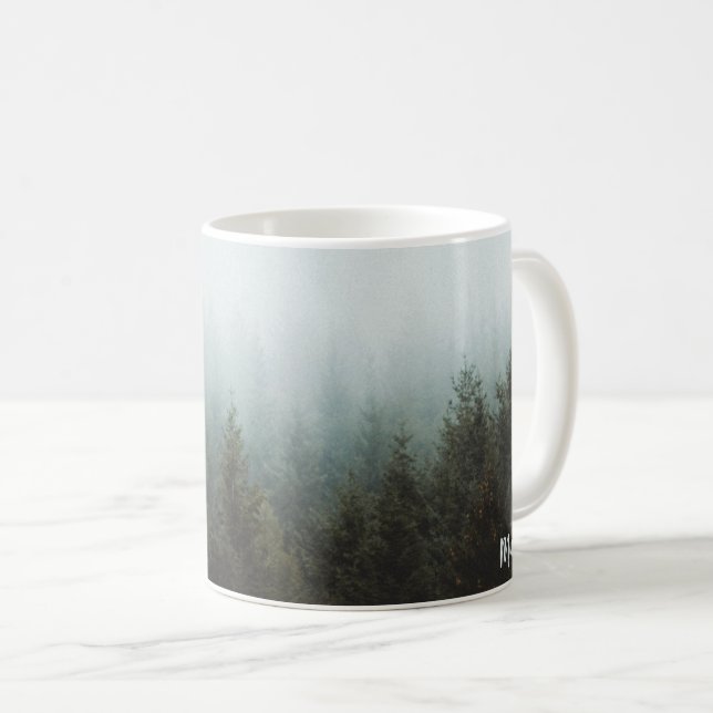 Spooky Foggy Forest Nature Photo Mug (Front Right)
