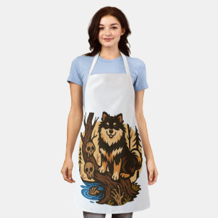 Spooky Forest Dog with Skulls Horror Art Apron