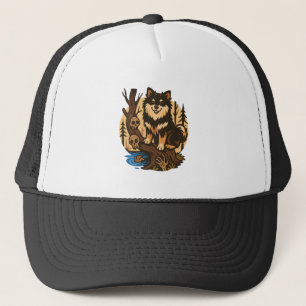 Spooky Forest Dog with Skulls Horror Art Trucker Hat