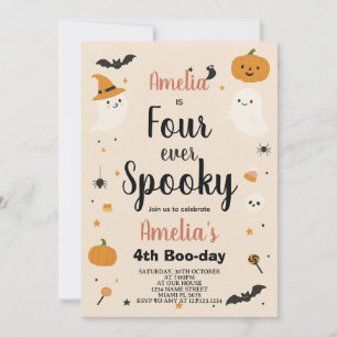 Spooky Four Ever Kids Halloween Birthday Invite