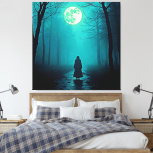 Spooky Full Moon Night Design Canvas Print