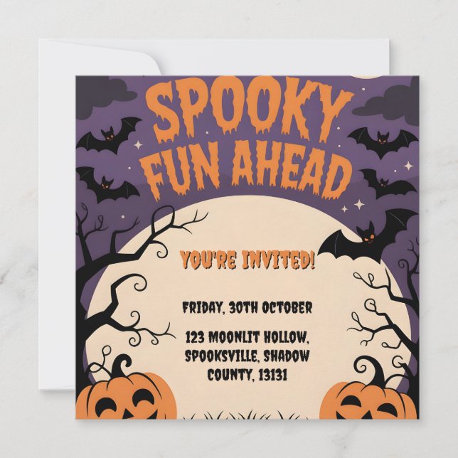 Spooky Fun Ahead Halloween Party  (Front)