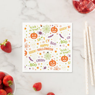 Spooky & Fun Pumpkin - Colorful Halloween Pattern Napkin
