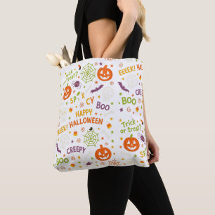 Spooky & Fun Pumpkin - Colorful Halloween Pattern  Tote Bag