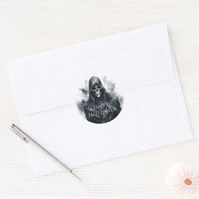Spooky Fun Spectre  Classic Round Sticker (Envelope)