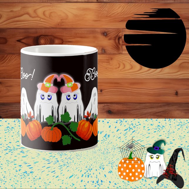 Spooky Funky Ghost Boo Halloween Pumpkin Patch Coffee Mug (Spooky Funky Ghost Boo Halloween Pumpkin Patch Coffee Mug)