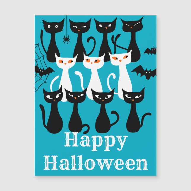 Spooky funny Halloween cats magnetic Card (Front)
