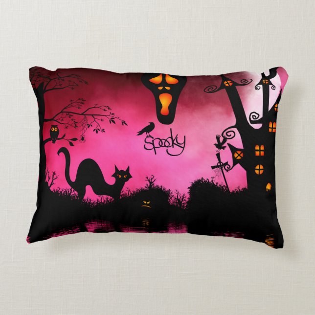 Spooky, funny halloween design accent pillow (Back)