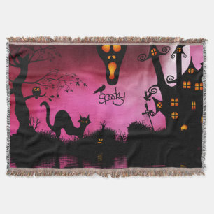 Spooky, funny halloween design throw blanket
