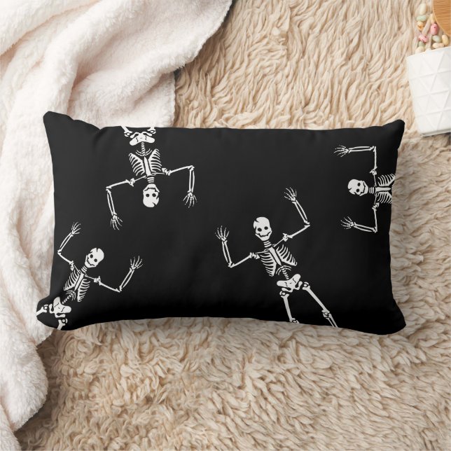 Spooky Funny Skeletons Halloween  Lumbar Pillow (Blanket)